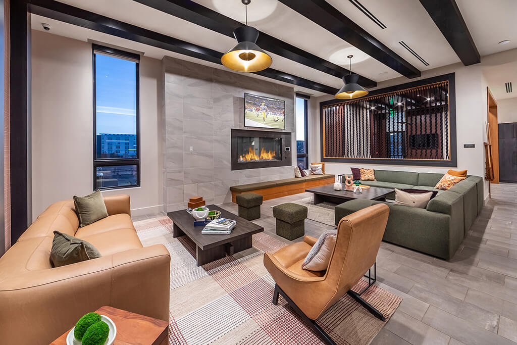 Model Snow Design Package Kitchen at Olivean Apartments in Broomfield CO